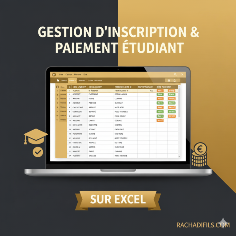 Fichier Excel de Gestion D'inscription d'étudiant et de Paiement Sur Excel